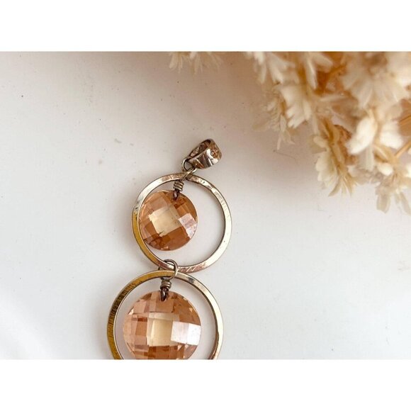 Vermeil Triple Citrine Chandelier Sterling Silver 925 Vintage Pendant | Charm - Picture 3 of 6